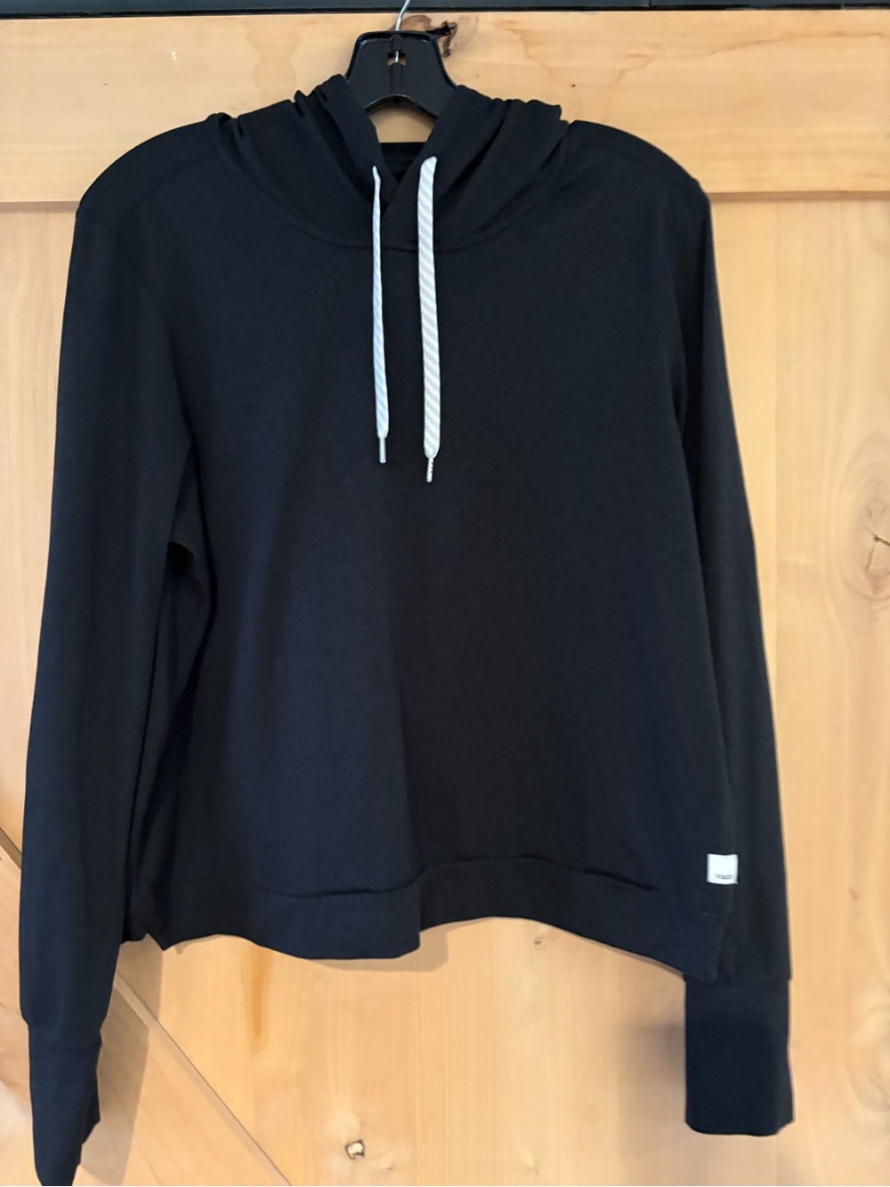 VOURI: Dark Gray Women's Hooded Pullover Sweatshirt - , Classic Casual Top